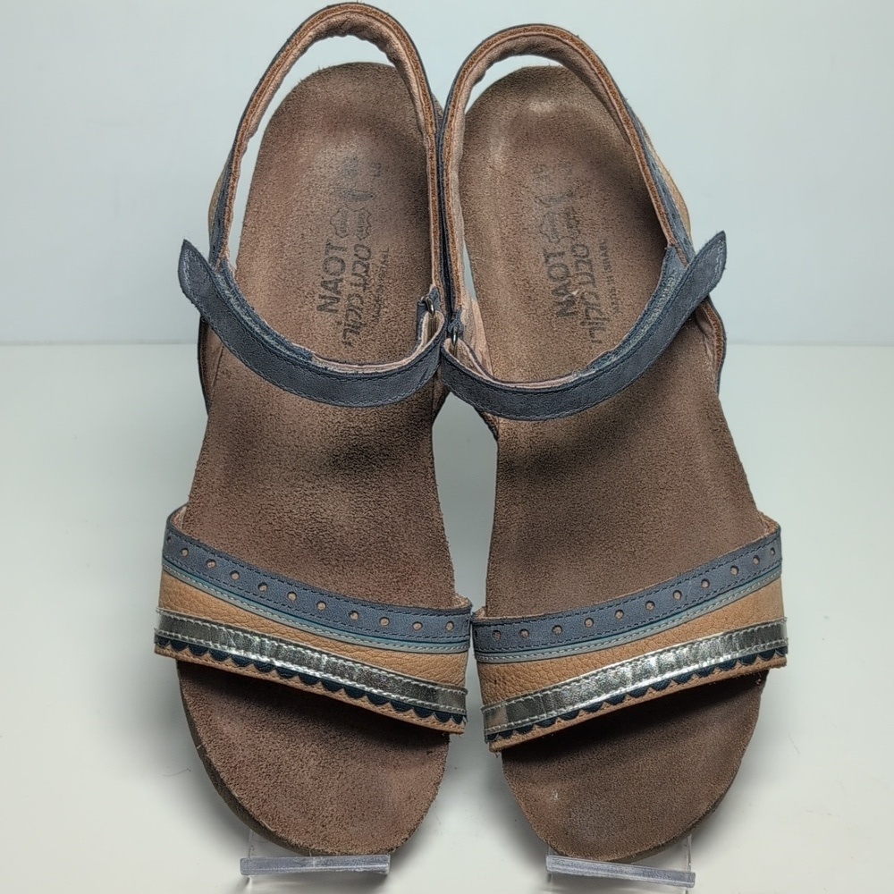 Naot Beverly Blue and Brown wedge Sandals womans size 8 EU 39 - Picture 6 of 15